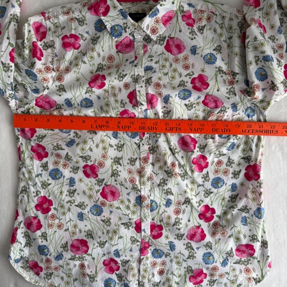 Talbots Women's Floral Button Down Shirt 14 Pink Blue Spring Layer 100% Cotton - Picture 6 of 7